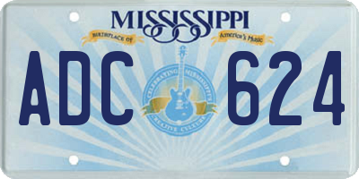 MS license plate ADC624