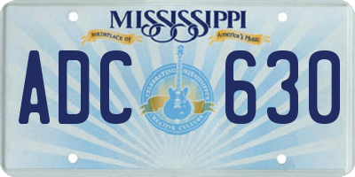 MS license plate ADC630