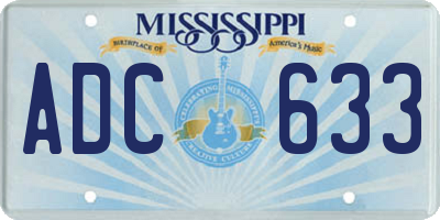 MS license plate ADC633