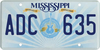 MS license plate ADC635