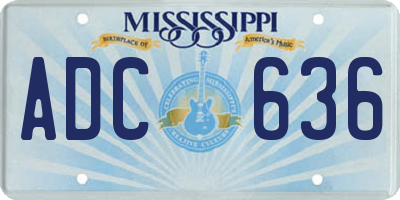 MS license plate ADC636
