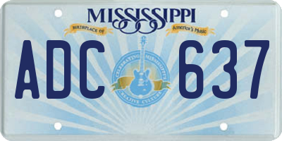 MS license plate ADC637