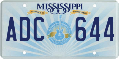 MS license plate ADC644