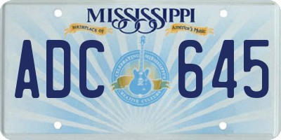 MS license plate ADC645