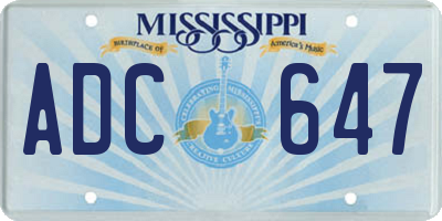 MS license plate ADC647