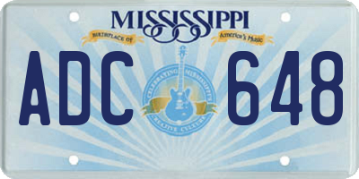 MS license plate ADC648