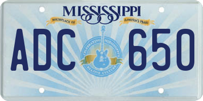 MS license plate ADC650