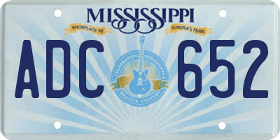 MS license plate ADC652