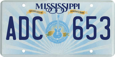MS license plate ADC653