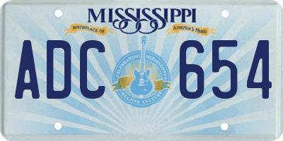 MS license plate ADC654