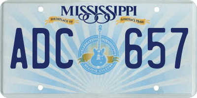 MS license plate ADC657