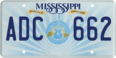MS license plate ADC662