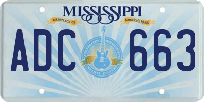 MS license plate ADC663
