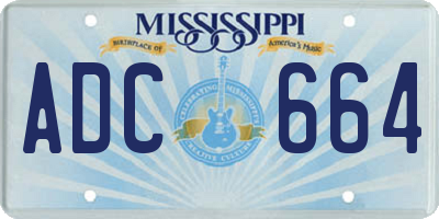 MS license plate ADC664