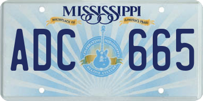 MS license plate ADC665