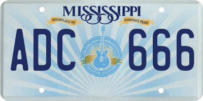 MS license plate ADC666