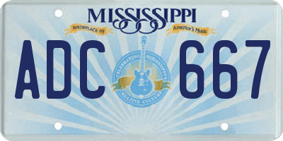 MS license plate ADC667