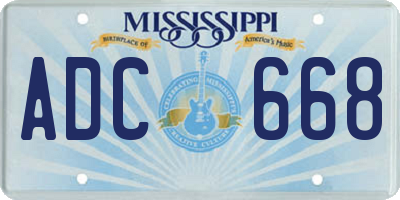 MS license plate ADC668