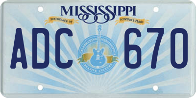 MS license plate ADC670