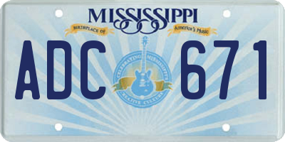 MS license plate ADC671