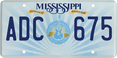 MS license plate ADC675
