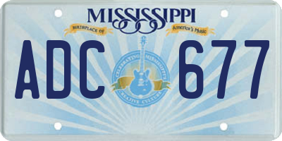 MS license plate ADC677