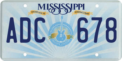 MS license plate ADC678