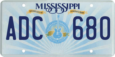 MS license plate ADC680