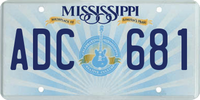 MS license plate ADC681