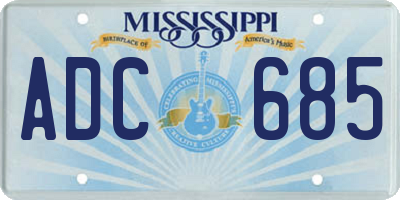 MS license plate ADC685