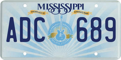 MS license plate ADC689