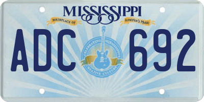 MS license plate ADC692