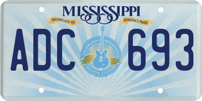 MS license plate ADC693