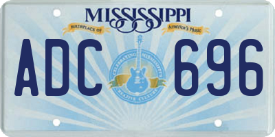 MS license plate ADC696