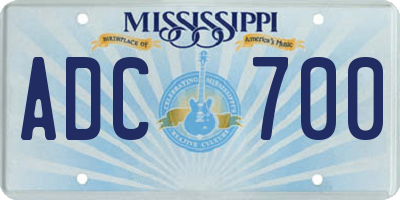 MS license plate ADC700