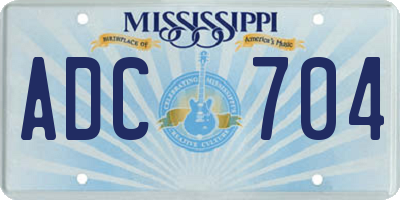 MS license plate ADC704