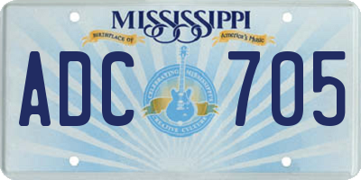 MS license plate ADC705