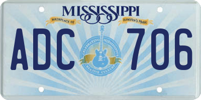 MS license plate ADC706