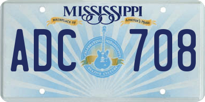 MS license plate ADC708
