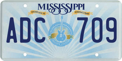 MS license plate ADC709