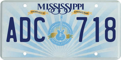 MS license plate ADC718