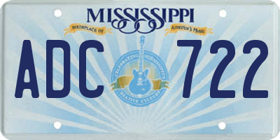 MS license plate ADC722