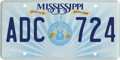 MS license plate ADC724