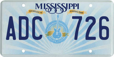 MS license plate ADC726