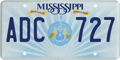 MS license plate ADC727