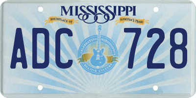 MS license plate ADC728