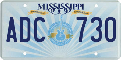MS license plate ADC730