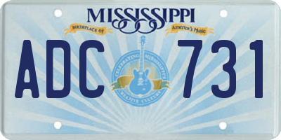 MS license plate ADC731