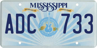 MS license plate ADC733