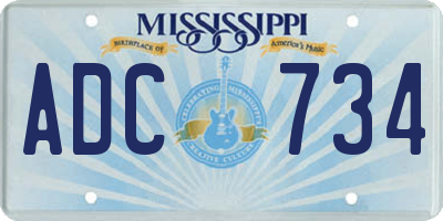 MS license plate ADC734